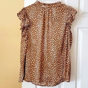 VOY tie back top. Beautiful high neck flutter sleeve style. Worn once.